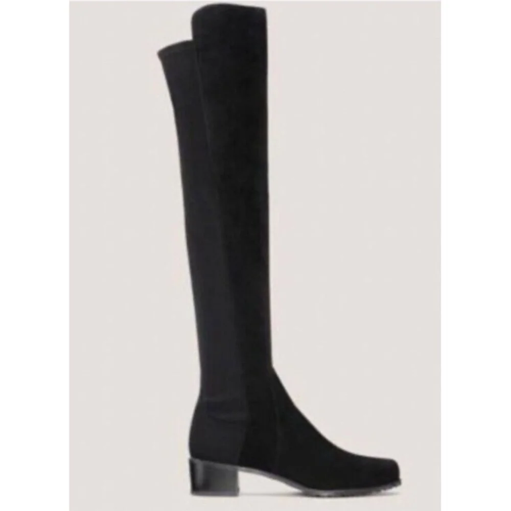 $850 STUART WEITZMAN Reserve Boot OVER THE KNEE SUEDE BOOT BLACK Size 6